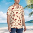 thumbnail image 3 of Fotbe Red Wine Camisa Hawaiana para Hombre Unisex – Camisa Casual de Verano con Botones de Manga Corta de Algodón y Lino,Medium, 3 of 7