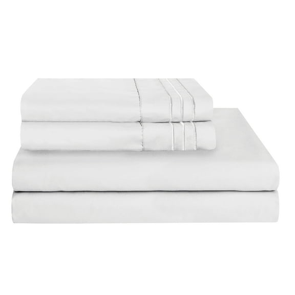 1500 Wrinkle Free Microfiber Bed Sheet Set Deep Pocket -Full White