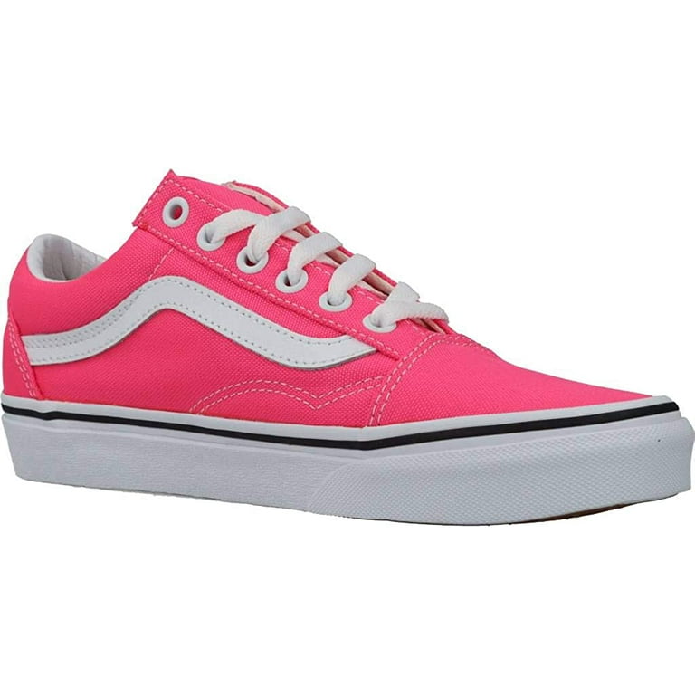 Vans Unisex Old Skool Classic Skate Shoes 7 Women 5.5 Men Neon Knockout Pink True White Walmart