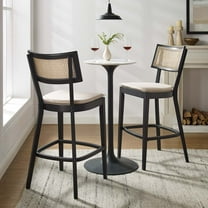 Modway Caledonia Wood Bar Stools - Set of 2 in Black Beige