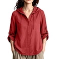 thumbnail image 6 of Cmfcve Gauze Hoodie Shirts for Women Sun Protection Beach Cover Ups Lightweight Long Sleeve Button Down Blouses, 6 of 9