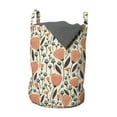 thumbnail image 1 of Floral Laundry Bag, Garden Plantation Leaves and Blossoms Pattern, Hamper Basket with Handles Drawstring Closure for Laundromats, 13" x 19", Salmon Teal, by Ambesonne, 1 of 4