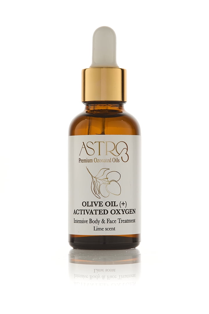 ASTRO3 Ozonated Olive Oil - Face & Body Treatment, Lime Scent, Natural & Vegan Skincare, 1.01oz