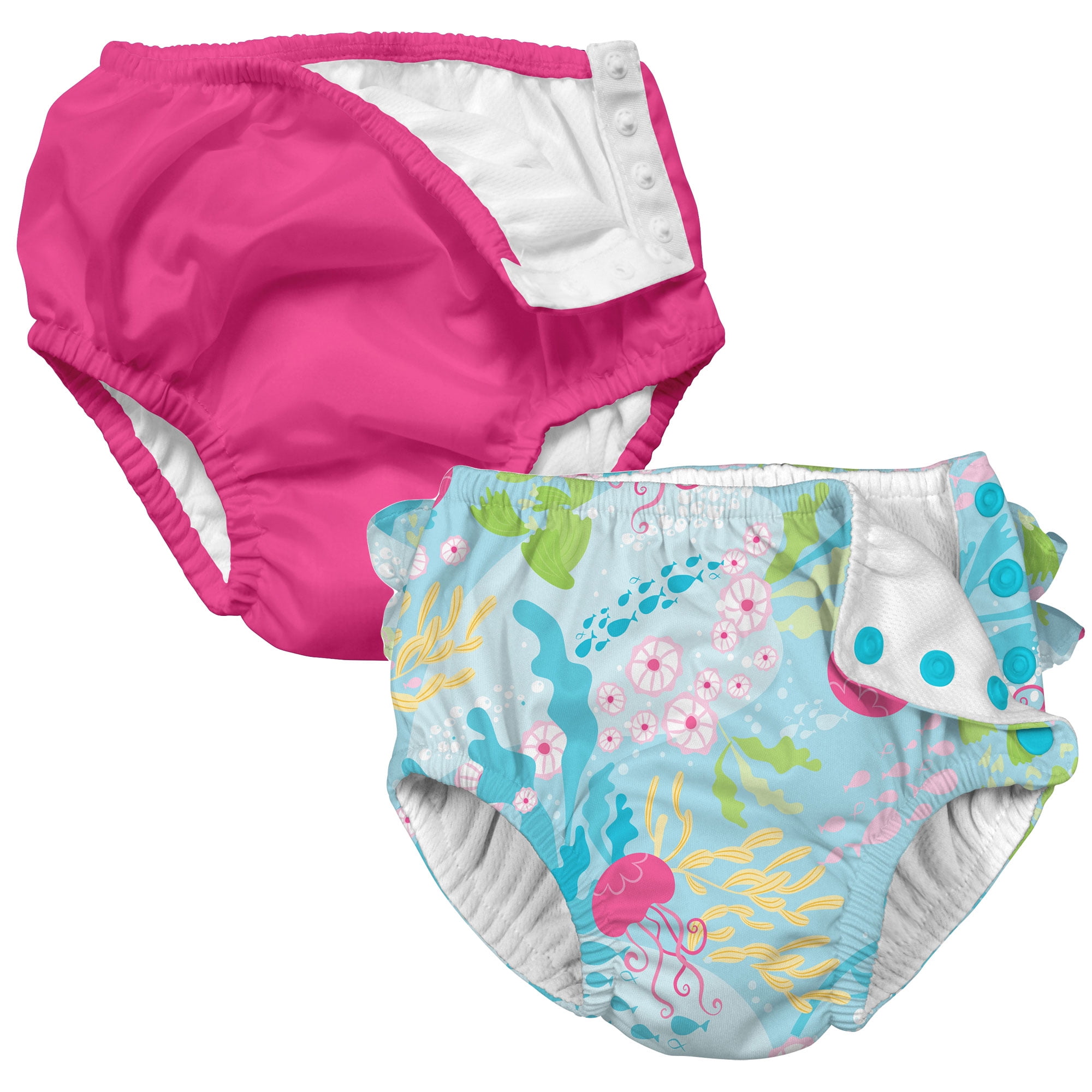 i play Baby and Toddler Snap Reusable Swim Diaper Hot Pink and Coral