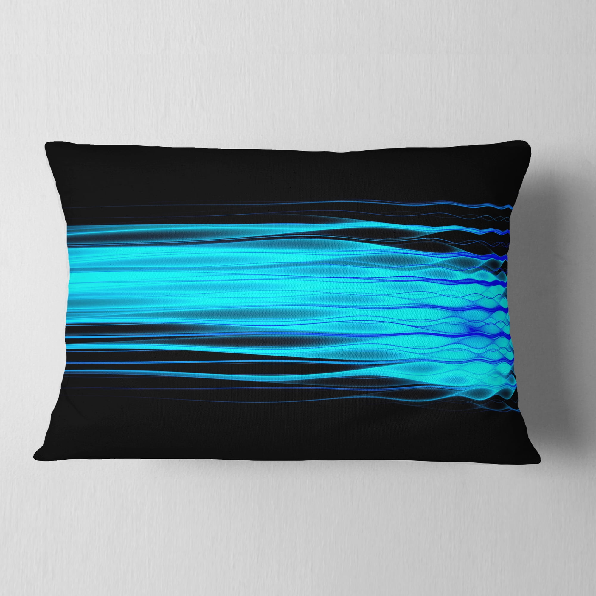 Designart Bright Blue Fractal Waves - Abstract Throw Pillow - 12x20