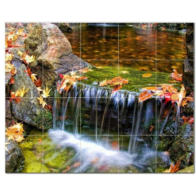 Waterfall Picture Ceramic Tile Mural Kitchen Backsplash Bathroom Shower, 406156