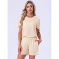 thumbnail image 4 of DARING DIVA Women's Pajama Set with Built-in Bra and Shorts Comfy Lounge Set M Beige, 4 of 7