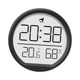 thumbnail image 3 of Digital Alarm Clock Wall Clock Round 7.4cm Battery Operated Versatile 12/24H with Temperature and Humidity for Office Stylish Black, 3 of 16