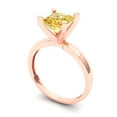 thumbnail image 2 of Solitaire Engagement Ring for Women - 1.5ct Simulated Yellow Diamond in 14K Rose Gold Promise Ring, 2 of 5