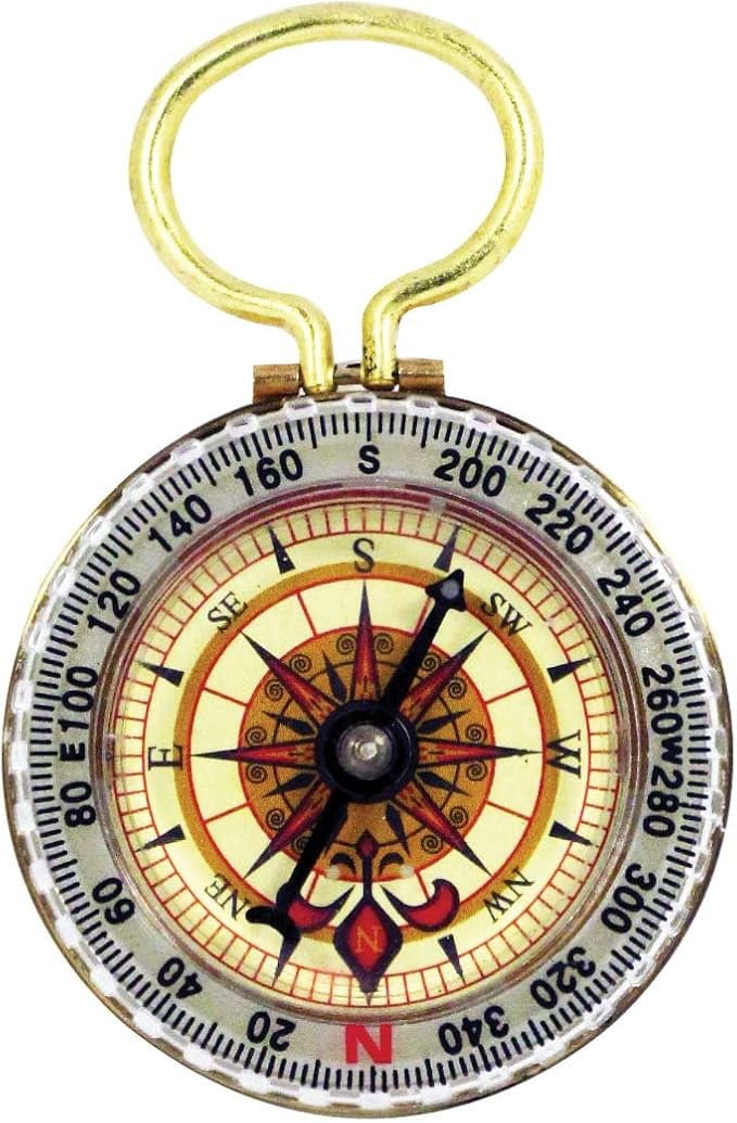 Classic Hand Antique Old Style Brass Ship Rose Pocket Keychain Compass Steampunk