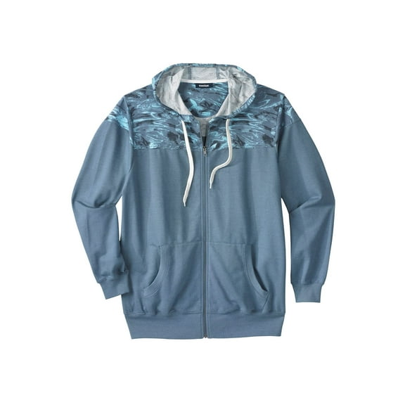 KingSize Men's Big & Tall French Terry Snow Lodge Hoodie - XL, Heather Slate Blue Marble