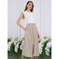 thumbnail image 3 of DARING DIVA Women's A Line Elastic High Waist Maxi Skirts S Beige, 3 of 6