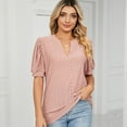 thumbnail image 6 of FJUCHAI Women Casual T-Shirts Cotton Bubble Sleeve Tees Tops Summer Short Sleeve V-Neck Tees Shirts, 6 of 9