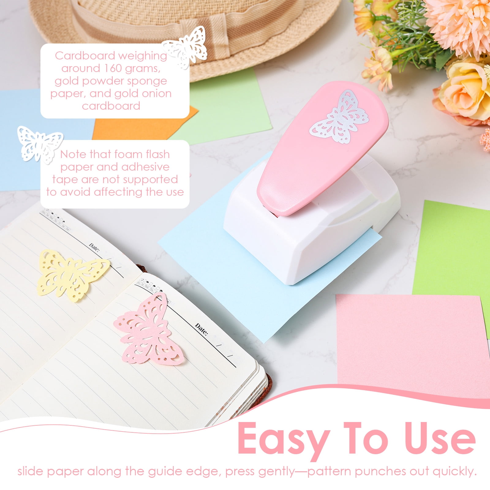 Ihvewuo Paper Punch Butterfly / Heart Hole Puncher for Scrapbooking DIY Handmade Paper Puncher for Crafts Scrapbook Cards Decoration Zinc Alloy+ABS Colorful