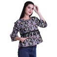 thumbnail image 3 of Moomaya Printed Cotton Summer Wear Top Flared Hem Boho Tops Casual Loose Blouses, 3 of 5