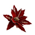 thumbnail image 2 of OAVQHLG3B Poinsettia Artificial Flowers Christmas Tree Ornaments Glitter Artificial Magnolia Flowers for Xmas New Year Party Wedding Holiday DIY Decorations, 2 of 6