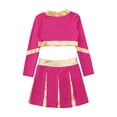thumbnail image 5 of iixpin Girls Cheerleading Costume for Schoolgirls Cheer Leader Uniform Dance Crop Top with Skirts Cosplay Party Outfit Hot Pink 16, 5 of 6