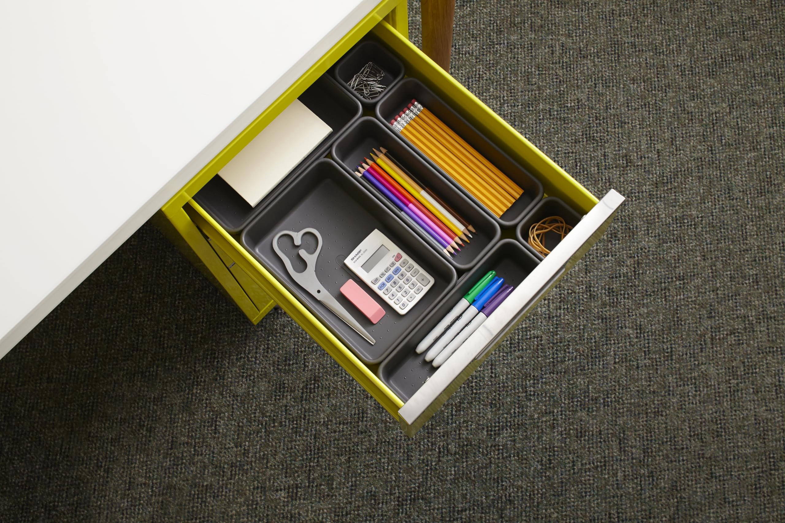 Madesmart 59601 Interlocking Drawer Organizer Storage Bins - Granite