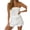 White, variant on Off Shoulder Women Casual 2 Pieces Tank Tops & Elastic Waist Shorts Suit