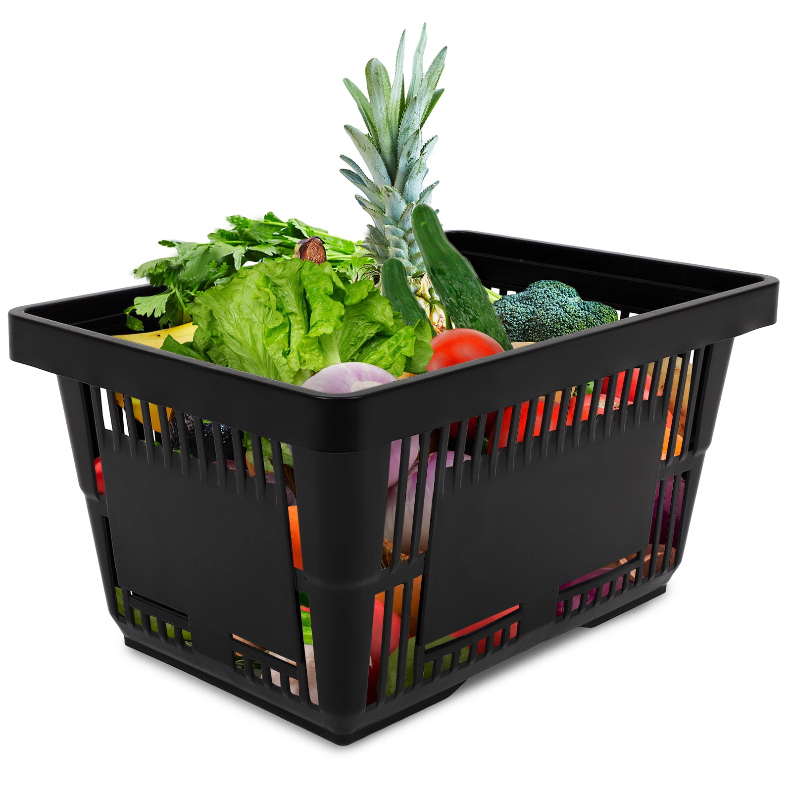 12PCS 21L Black Shopping Basket Basket With Plastic Handles For Supermarket shop