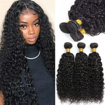 Ustar 100% Unprocessed Brazilian Remy Human Hair Weave Jerry Curly Natural Black Color #1B 3 Bundles - 14"16"18"