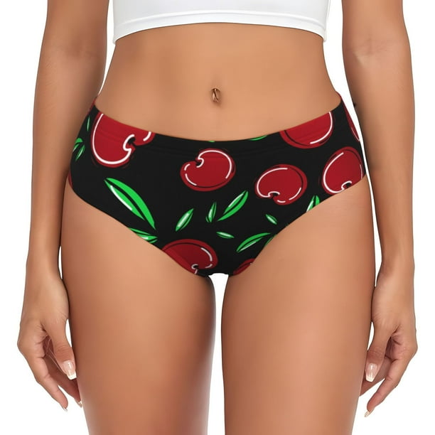 Fotbe Cherry Calzones Estampados para Mujer – Ropa Interior de Algodón, Cómoda, Suave y Elástica-Large