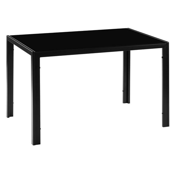 Winado Dining Room Tables Simple Assembled Tempered Glass & Iron Black
