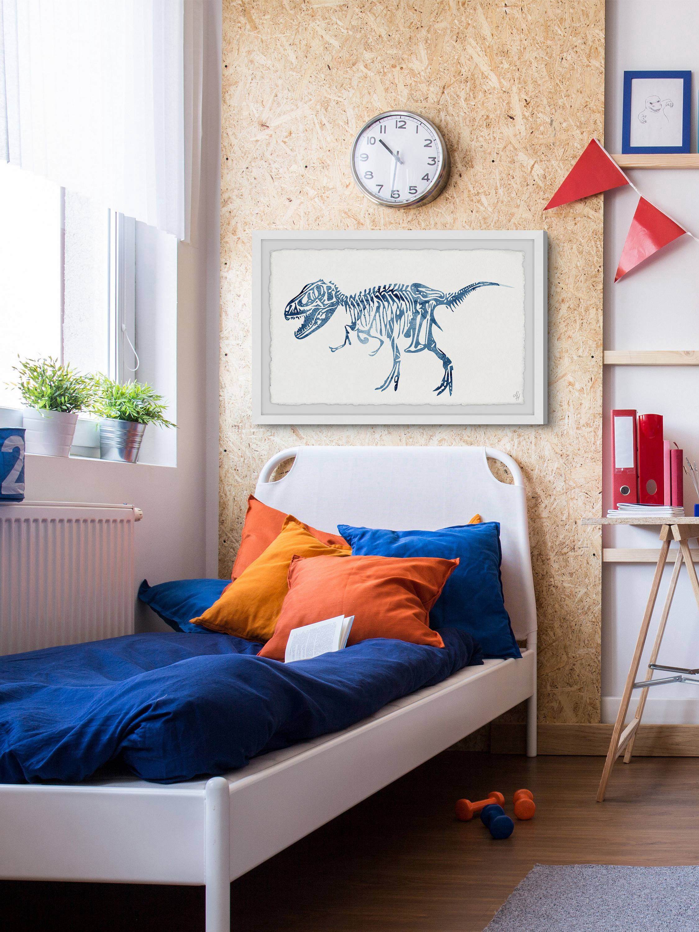 Marmont Hill Blue T-Rex Skeleton Framed Wall Art