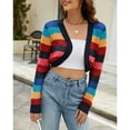 thumbnail image 4 of SWSMCLT Women's V Neck Cardigan Cardigan Sweater Long Sleeve Coat Winter Cropped Fall Warm Acrylic Soft Knit Multicolored Medium, 4 of 5