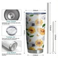 thumbnail image 6 of 20 Oz White Sunflower Coffee Tumbler Double Wall Insulated Stainless Steel Water Bottle | Metal Reusable Thermoses Flask with Cup Cap | Leak & Sweat Proof with Anti-Dust Lid, 6 of 7