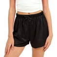 thumbnail image 2 of Amidoa Solid Color Girl Shorts Elastic Waist Cotton Casual Summer Shorts,Black,13-14Years, 2 of 7
