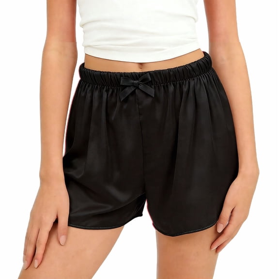Girls Shorts Satin Elastic Waisted Casual Comfy Lounge Short with Bowknot Summer Sleepwear Size 5-14