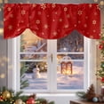 thumbnail image 6 of Christmas Snowflake Tie Up Valances Curtain, Winter Red Retro Texture Adjustable Rod Pocket Short Window Treatment Tie Up Curtains Valances for Kitchen Living Room Bathroom 42x18 Inches, 6 of 9