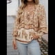 thumbnail image 5 of Blusa Informal con Cuello en V para Mujer, Holgada, con Estampado Floral, de Larga, para Playa. Albaricoque S, 5 of 10