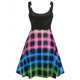 thumbnail image 2 of Vestido Campana Talla Extra a Cuadros Anillo Colorido Rosegal  Vestidos casuales de talla grande, 2 of 5