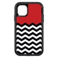 thumbnail image 1 of DistinctInk Custom SKIN / DECAL compatible with OtterBox Defender for iPhone 11 Pro MAX (6.5" Screen) - Black White Red Chevron - Black & White Chevron Stripes Pattern, 1 of 5