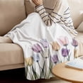 thumbnail image 4 of Throw Blanket for Couch Watercolor Tulip Soft Fleece Flannel Blankets Cozy Lightweight Blanket for Home Sofa Living Room Flower Floral Bed Throws 40" x 50", 4 of 9