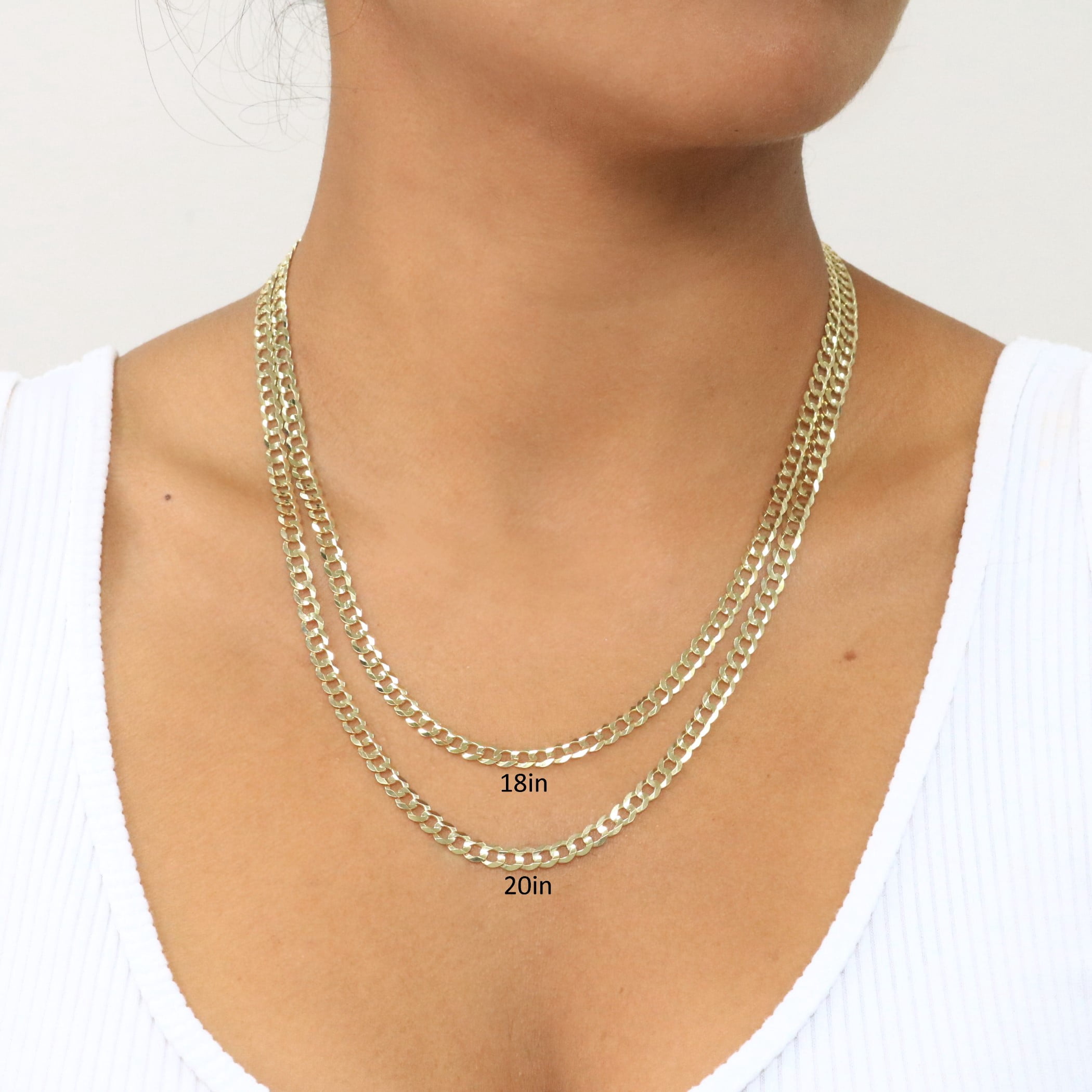 Nuragold 10k Real Yellow Gold Solid Cuban Curb Link 5mm Chain Necklace (16"-30") Italian Jewelry for Men & Women