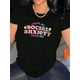 thumbnail image 1 of Camiseta de Verano para Mujer Chic Gradient Letter Print Women's T-Shirt - Casual Crew Neck, Short Sleeve, Stretchy Polyester Blend, Machine Washable - Perfect for Summer & Everyday FashionFather's, 1 of 6