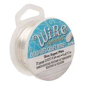 The Beadsmith Wire Elements Craft Wire – Tarnish Resistant, Soft Temper, Round, Silver Color – 0.64mm, 22 Gauge, 8 Yard Spool – Jewelry Making, Wire Wrapping, Floral, & Other DIY Crafts