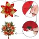 thumbnail image 4 of 20 flores artificiales de Navidad con clip, flores de Pascua navideñas con decoraciones en polvo de purpurina para guirnalda de árbol de Navidad, guirnalda de Navidad, decoración de interiores (oro r, 4 of 5