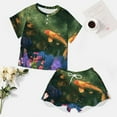 thumbnail image 4 of Lucky Koi Fish Lotus Leaf 2 Pack Women’s Pajama Set Print Sleepwear And Shorts Y2k Loungewear Sets S-5XL, 4 of 7