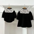 thumbnail image 2 of Korean Sisters Dress Spring Autumn Baby Girls Retro Bodysuit Girls' Floral Big Lapel Puff Sleeve Dress Cute Toddler One Piece, 2 of 6