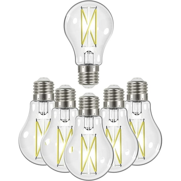 SATCO S12417 8W 120V LED A19 Bulbs E26 Base 4000K High Lumen  Dimmable (6 Pack)