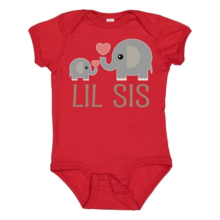 

Inktastic Little Sister Elephant Gift Baby Girl Bodysuit