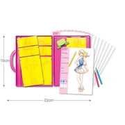 4M: KidzMaker: My Design Portfolio Fashion Studio - Design & Draw Outfits, Mix & Max Pattern Rubbing Plates, Travel Case, Arts & Craft Set, Kids 5+
