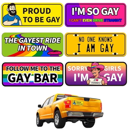 6PCS Gay Pride Funny Magnet Bumper Sticker, LGBTQ Rainbow Car Decals Prank Car Stickers, Prank Magnetic Bumper Sticker for Vehicles and Trucks or Fridge Magnet Sign