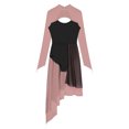 thumbnail image 5 of Kaerm Women's Sheer Mesh Long Sleeve Lyrical Dance Dress Irregular Skirted Leotard Modern Dress Dusty Pink XXL, 5 of 7