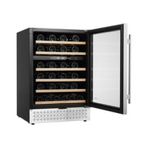 KFFKFF Wine Chiller, 46 Bottle Two-Zone Wine Refrigerator, Integrated & Standalone Refrigerator with Glass Panel, Modifiable Racks, Digital Temp Regulation, Wine Chiller Appliance for Residence