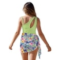 thumbnail image 2 of SEANATIVE Kids Two Piece Swimsuit Set with Swimwear & Mesh Cover-up Skirt, Teen Girls Bathing Suits Cut Out One Shoulder Design, Size 15-16 Years Old, Tropical Hibiscus Frangipani Flower Green, 2 of 7